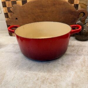 Le Creuset Red Cast Iron Dutch Oven #22 NO LID